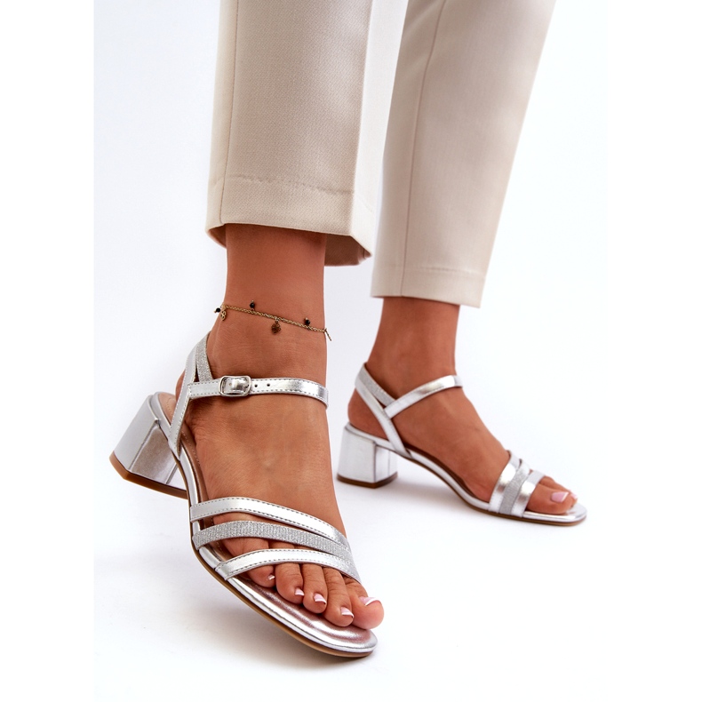 Damen -Öko -Leder -Sandalen Sergio Leone SK046 Silver Insole silber- 2