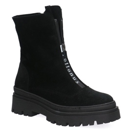 Frauen Lederarbeiter Pollonus Black Velor 5-1601-001 schwarz 1