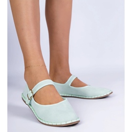 Grüne Frauen Ballerinas mit Verschluss 1