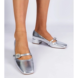 Silber elegante Pumpen mit Zirkonen dekoriert 1