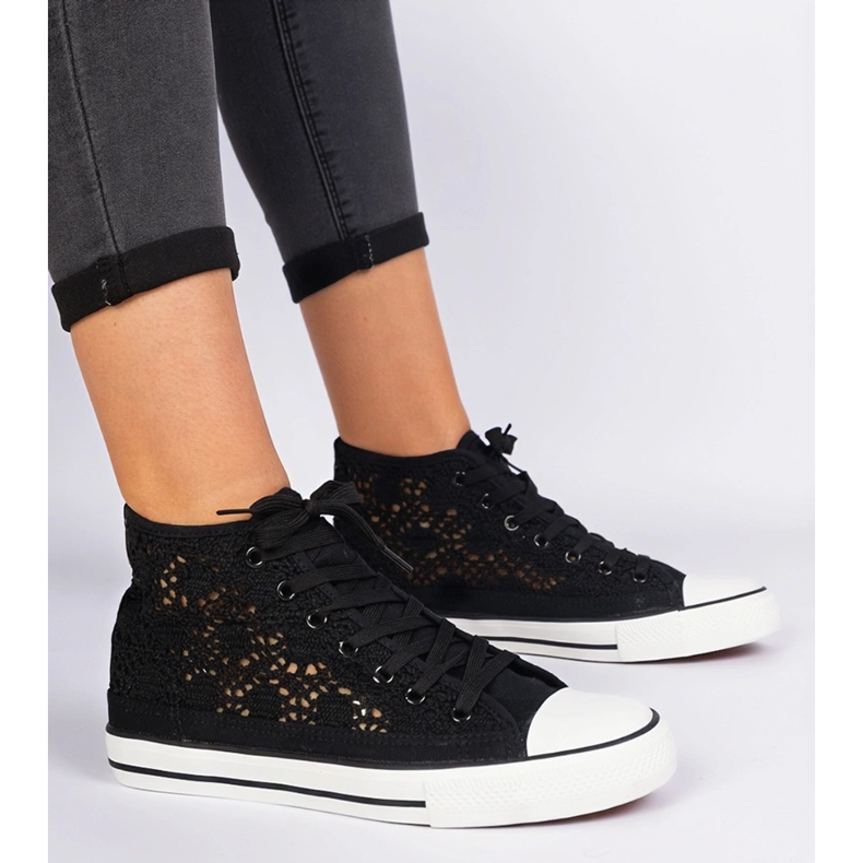 Schwarze offene Arbeitssneaker 1