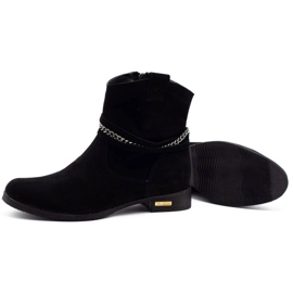 Olivier Schwarze isolierte Damenstiefel mit Kette Luna 1