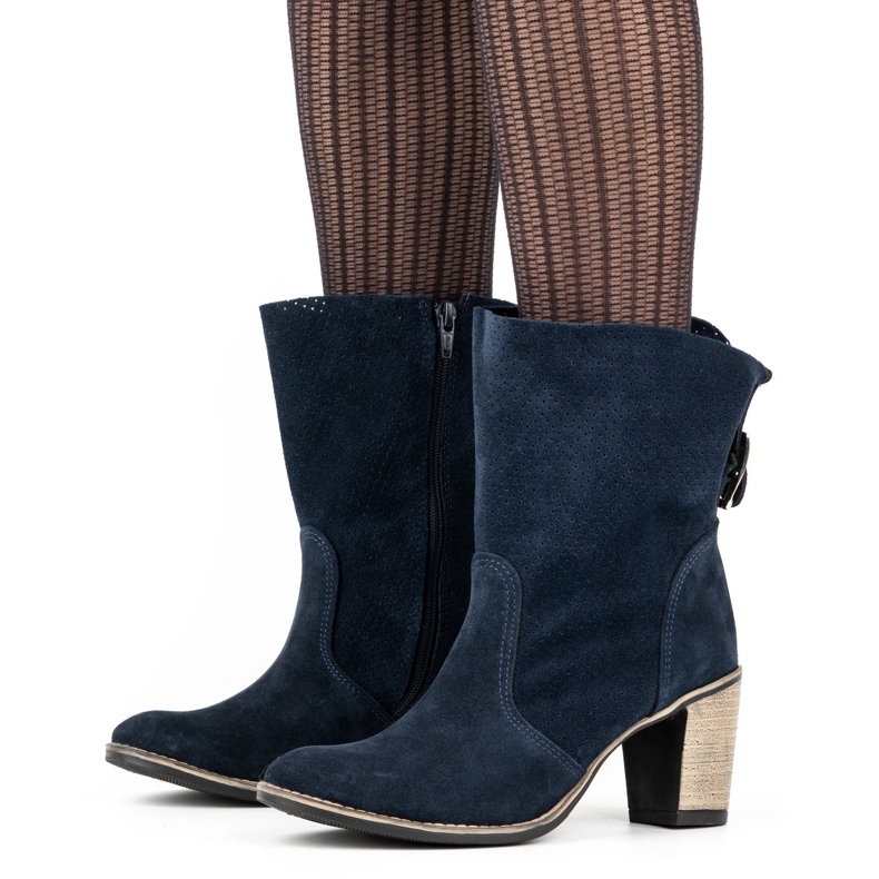 Olivier Durchbrochene Lederstiefeletten Sophia, Marineblau 1