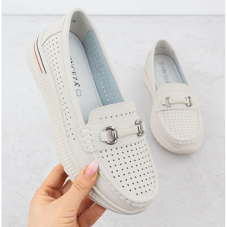 Openwork Lederschuhe, Beige -Laibers Vinceza 95331 1