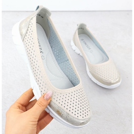 Leder -Ballerinas offener Komfort Beige Vinceza 95323 1