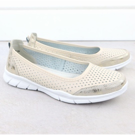 Leder -Ballerinas offener Komfort Beige Vinceza 95323 2