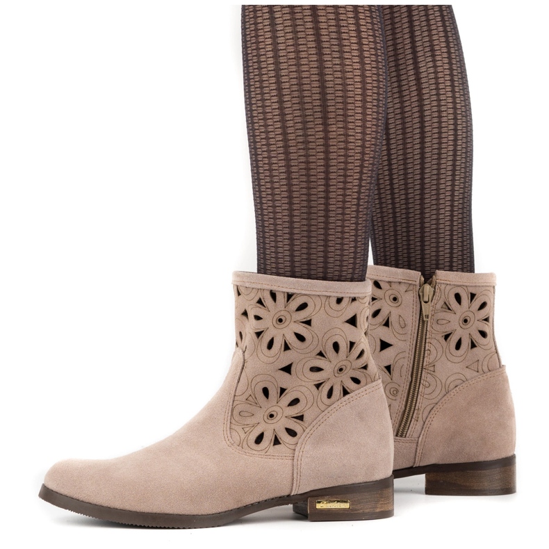 Olivier Bequeme Alice beige durchbrochene Stiefel 2