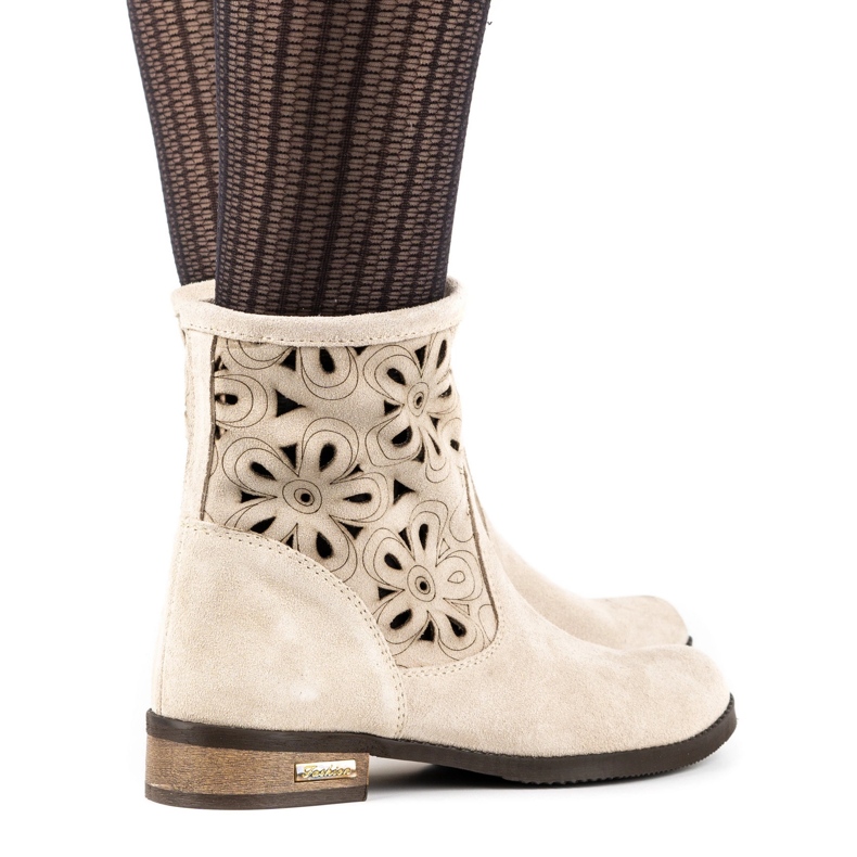 Olivier Bequeme Alice durchbrochene Stiefel hellbeige 2