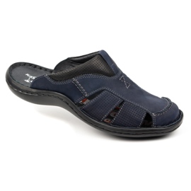Kampol Herren-Leder-Flip-Flops 224KAM, Marineblau 1