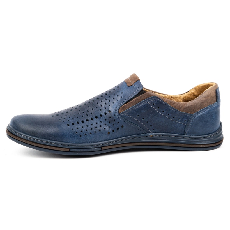 Polbut Herren-Sommer-Lederschuhe 401L Marineblau mit Braun 2