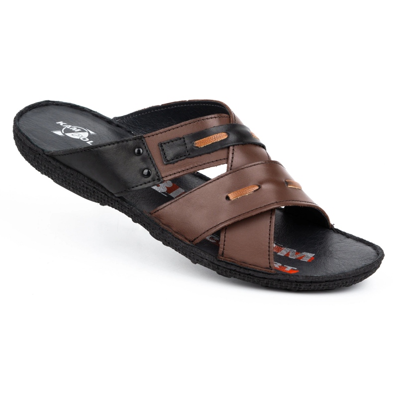 Kampol Herren-Lederhausschuhe 201/55 braunes Gesicht 1