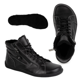 Olivier Minimalistische Barfuß-Winterlederschuhe für Damen 1261 schwarz 2