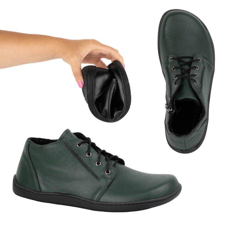 Olivier Barfuß-Damenlederschuhe, leicht isoliert, knöchelhoch mit Reißverschluss, 787 grün 1