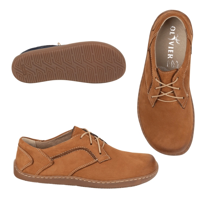 Olivier Barfuß minimalistische Lederschuhe für Frauen 1082 Brown Nubuk braun 1