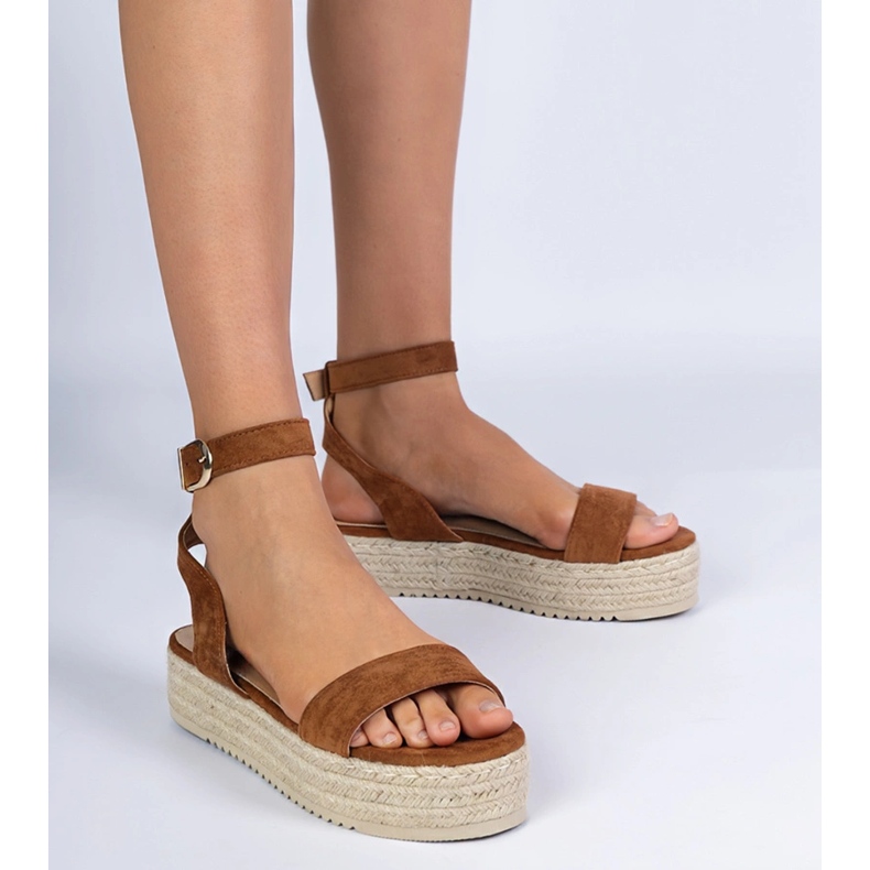 Brown Espadrilles Sandalen auf der Plattform braun 1