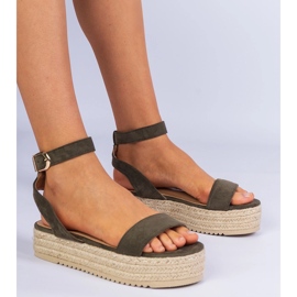 Grüne Espadrile Sandalen auf der Plattform 1