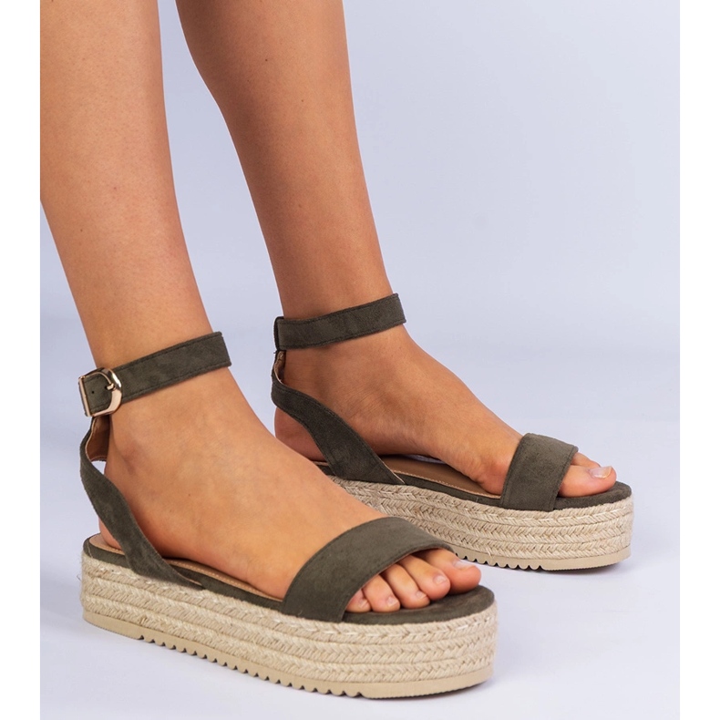 Grüne Espadrile Sandalen auf der Plattform 1