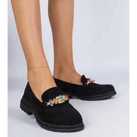 Schwarze Frauen -Slipper mit Steinen dekoriert 1