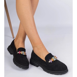 Schwarze Frauen -Slipper mit Steinen dekoriert 3