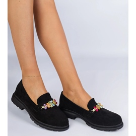 Schwarze Frauen -Slipper mit Steinen dekoriert 4
