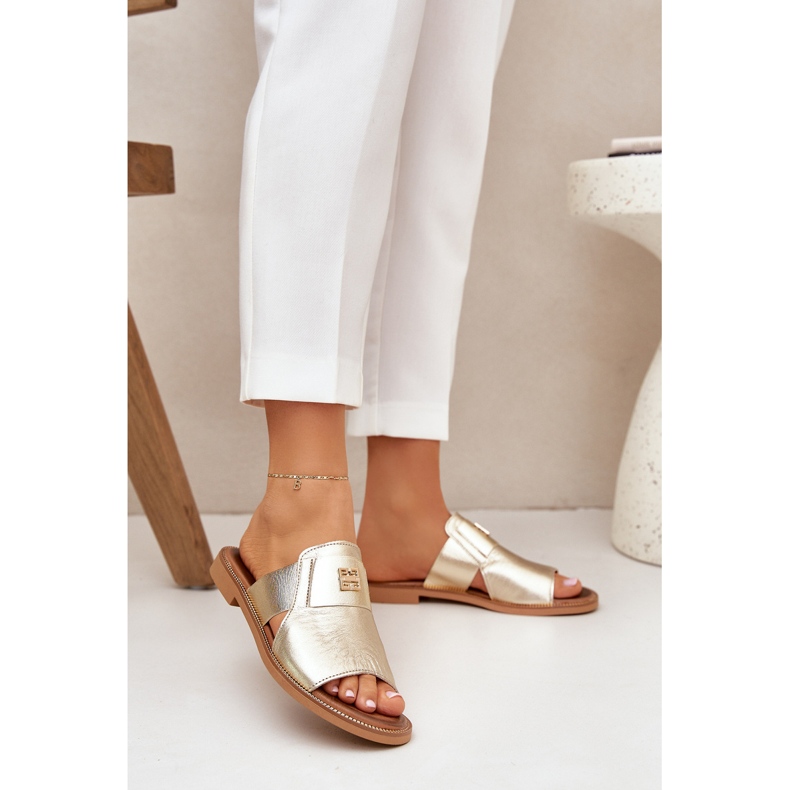 Elegante natürliche Lederruhschuhe Zazoo 40423 Zloty golden 2