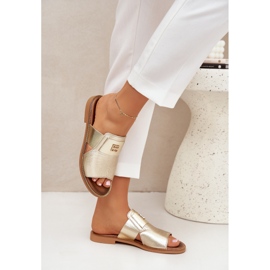 Elegante natürliche Lederruhschuhe Zazoo 40423 Zloty golden 3