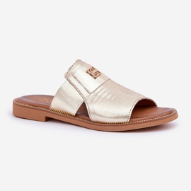 Elegante natürliche Lederruhschuhe Zazoo 40423 Zloty golden 4