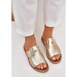 Elegante natürliche Lederruhschuhe Zazoo 40423 Zloty golden 5