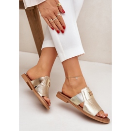 Elegante natürliche Lederruhschuhe Zazoo 40423 Zloty golden 6