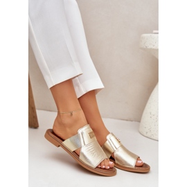 Elegante natürliche Lederruhschuhe Zazoo 40423 Zloty golden 7