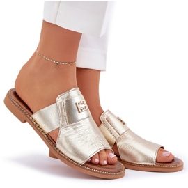 Elegante natürliche Lederruhschuhe Zazoo 40423 Zloty golden 8