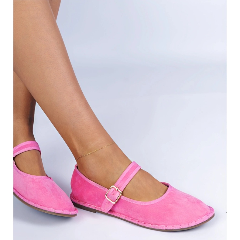 Pink Women's Ballerinas mit einem Verschluss rosa 1
