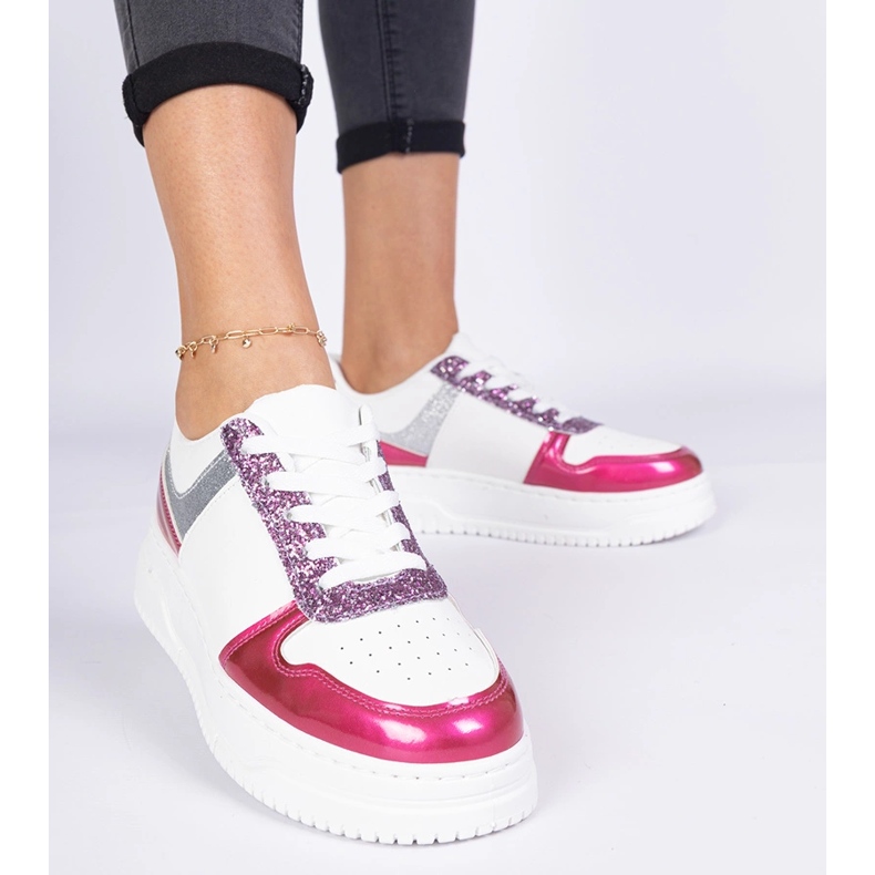 Pink Damen -Sneaker auf einer dicken Sohle rosa 1