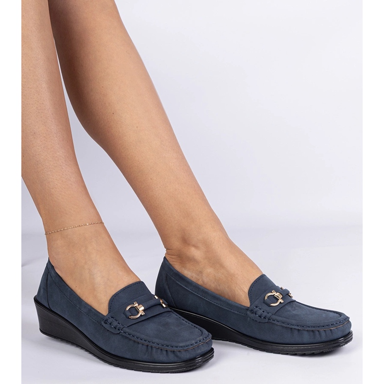 Marine -Frauenkeilmandes mit einem matten Finish blau 2