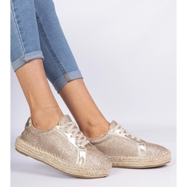 Espadrilles für goldene Frauen mit Glitzer dekoriert 4