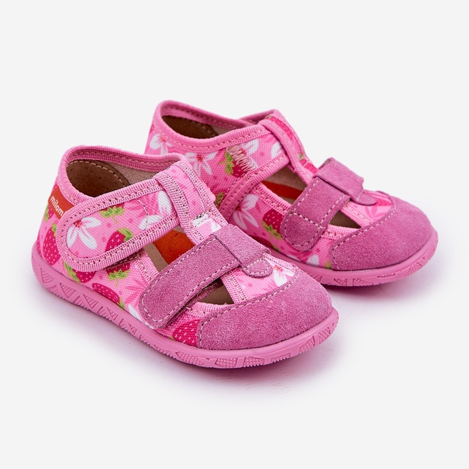 Kinderrückschuhe für rosa Erdbeeren 1