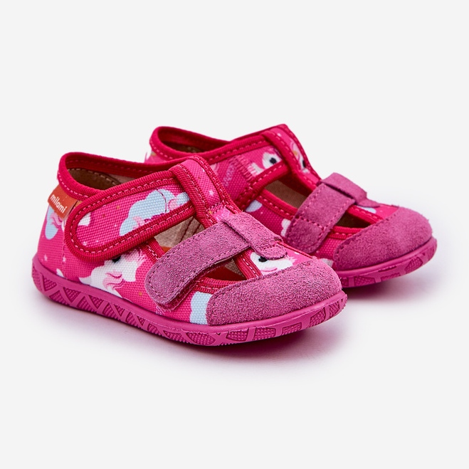 Kinderruhrschuhe für Klettverschlüsse in Einhorn -Fuchsia rosa 1