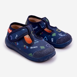 Pantoffeln für Kinder flexibler dunkelblauer Klettverschluss 1