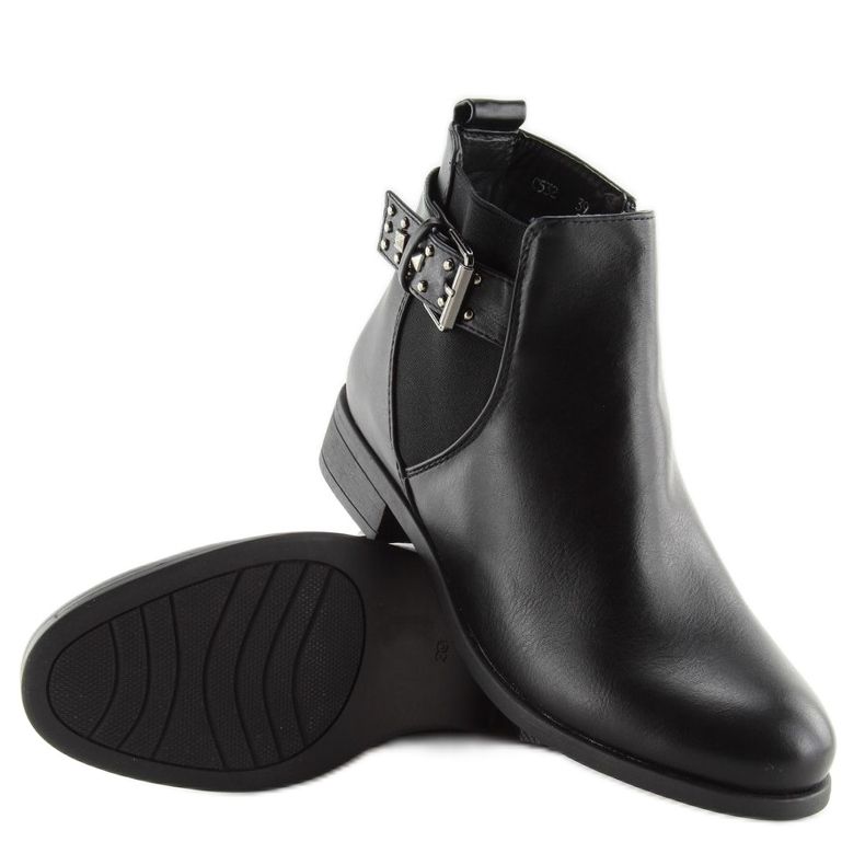 Schwarze Chelsea Boots mit schwarzen Nieten C532 schwarz 2