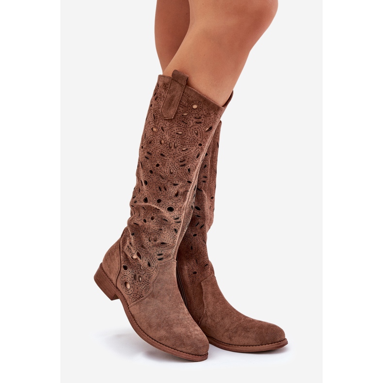 S.Barski Openwork Flat Heels Hy51-176 Brown braun 1