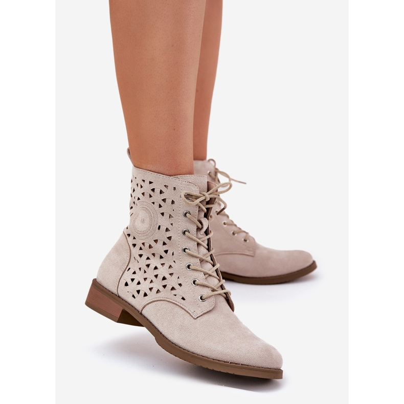 Jezzi Bots mit offenem Muster für ein leichter Strandschloss beige 1