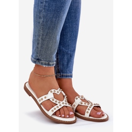 Dekorierte flache Hausschuhe für weiße Frauen 1