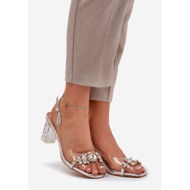 S.Barski Elegante Sandalen auf dem Pfosten mit Silber D &amp; A MR38-444 Dekorationen silber- 1