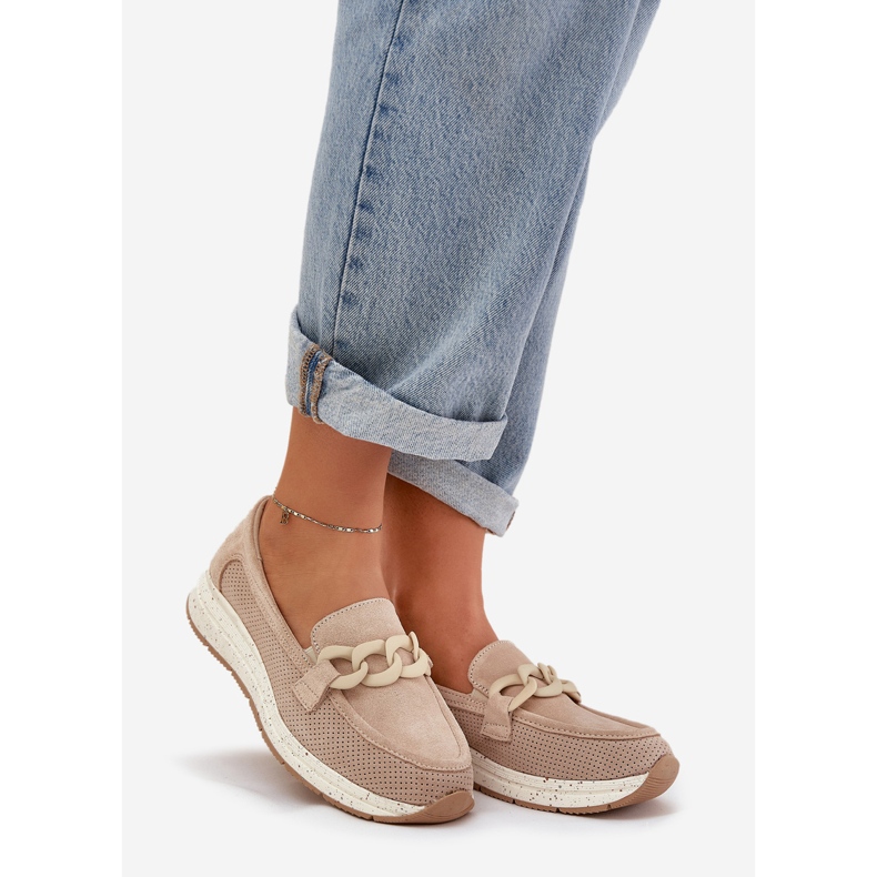 S.Barski Wildleder -Slipper auf der Plattform mit D &amp; A TW552 Beige Kette 1
