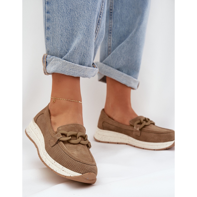 S.Barski Wildleder -Slipper auf der Plattform mit D &amp; A TW552 Brown -Kette braun 2