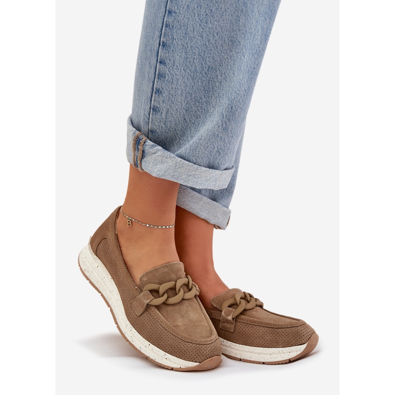 S.Barski Wildleder -Slipper auf der Plattform mit D &amp; A TW552 Brown -Kette braun 1