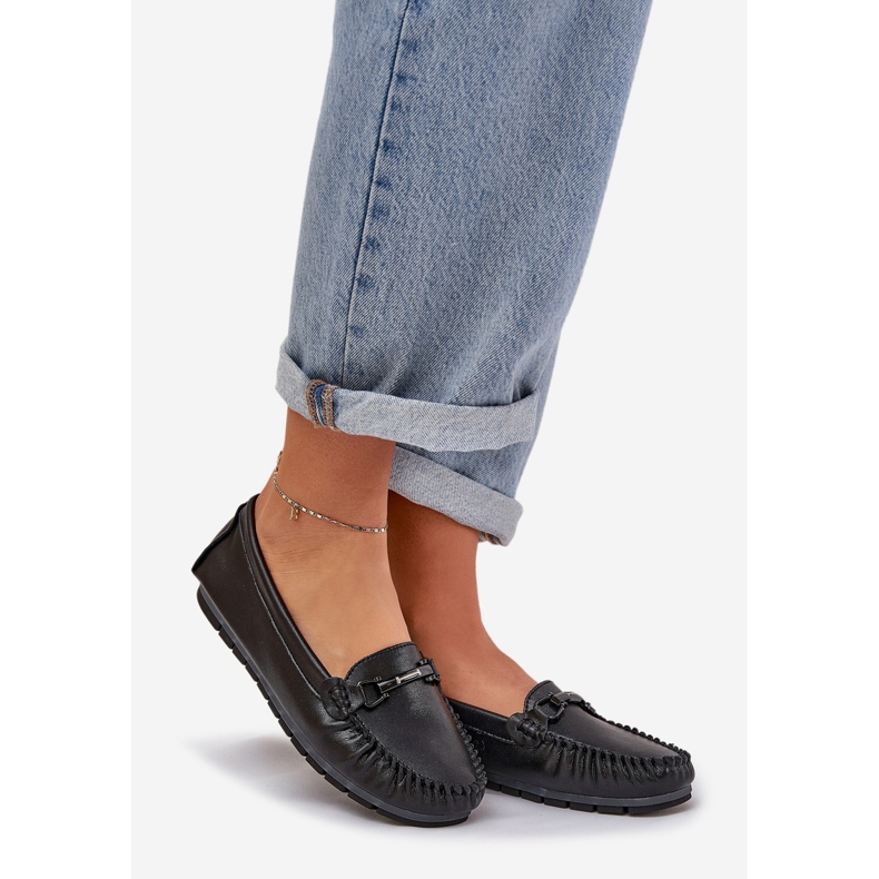 S.Barski Flache Lederbader mit einer Verzierung von S. Barski LR51-547 Schwarz 1