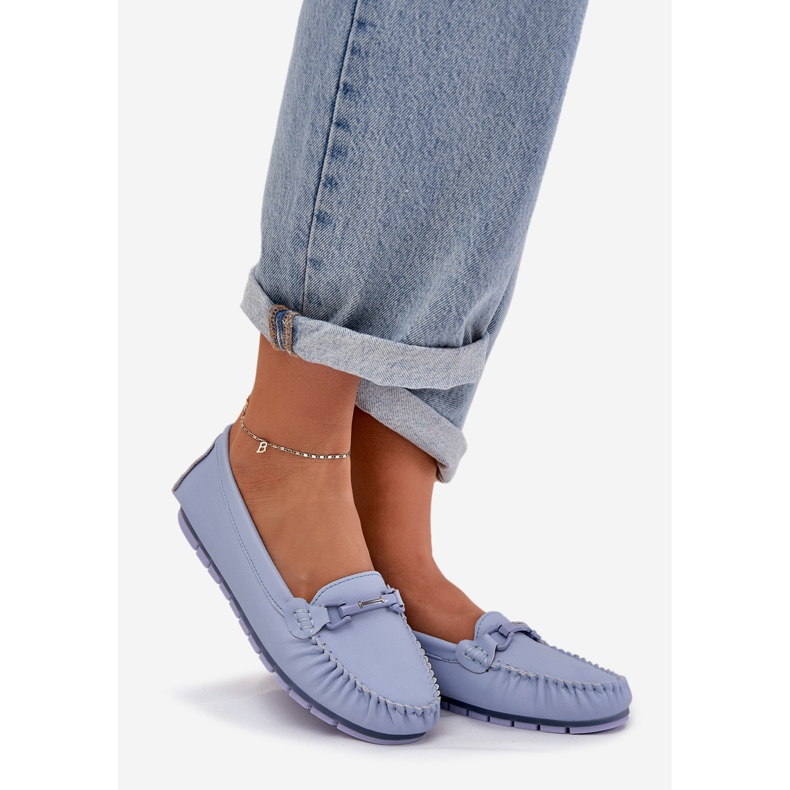 S.Barski Flache Leder-Laibers mit einer Verzierung von S. Barski LR51-547 Blau 1