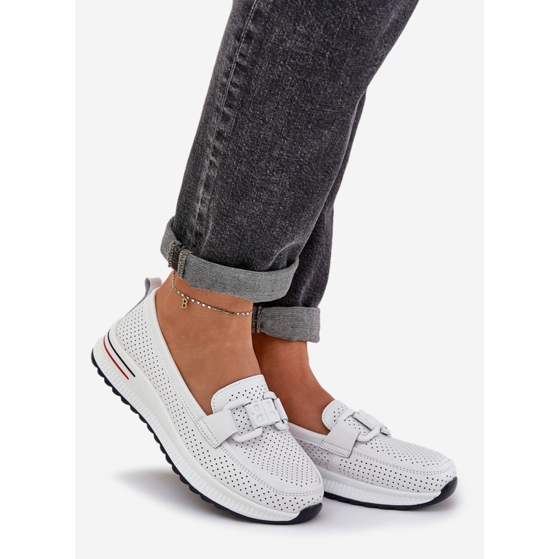 S.Barski Damenleder-Laibers auf der Plattform S. Barski LR51-556 Weiß 1