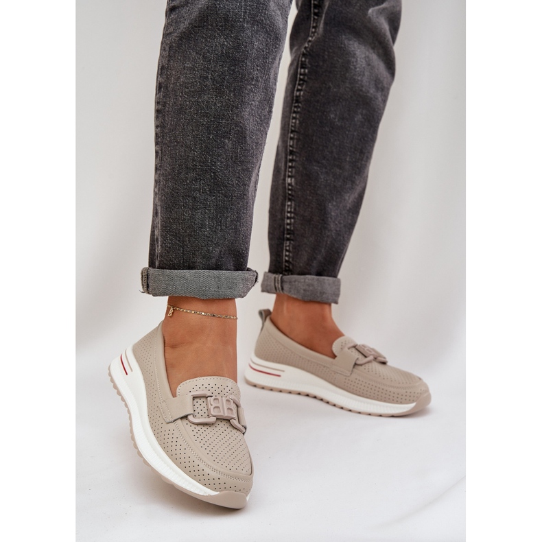 S.Barski Frauen-Leder-Laibers auf der Plattform S. Barski LR51-556 Beige 2